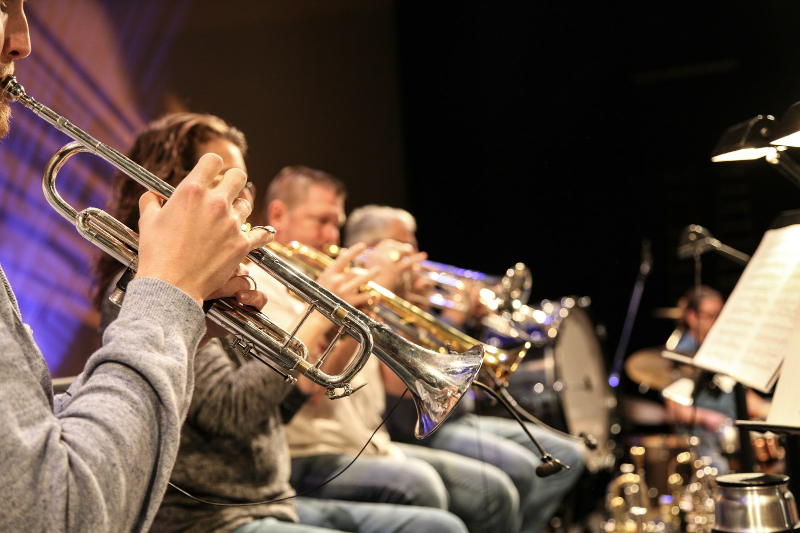 Trumpet player in rehearsal